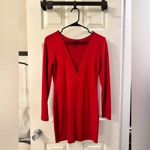 Fashion Nova Long Sleeve Red Dress